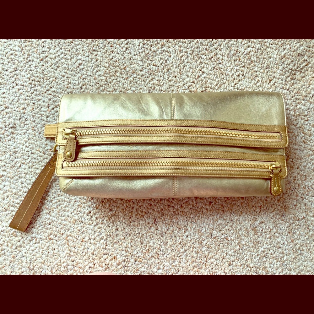 RARE 2008 Coach Madison Metallic Leather Foldover Clutch/Wristlet (Style 42544)